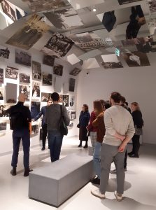 Students looking at an exhibit in the Museum of Occupation in Riga