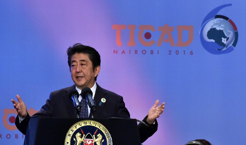 (in the Pic - Japanese Prime Minister Abe Shinzo addressing the TICAD VI in Nairobi, Kenya). President Jacob Zuma is in Kenya to participate in the 6th Summit of the Tokyo International Conference on African Development (TICAD VI) taking place in Nairobi, in the Republic of Kenya. The TICAD process was initiated in 1993 as an advocacy platform for African Development specifically aimed at mobilising humanitarian aid and Official Development Assistance (ODA). TICAD is a partnership between Africa and Japan. Since 2008, the partnership has focused on reinventing itself to become a more dynamic, results-oriented mechanism, reflecting the positive developments and progress being made across the African continent. TICAD VI is significant, specifically as it is the first TICAD Summit to be hosted on the African continent. 27/08/2016, Elmond Jiyane, GCIS