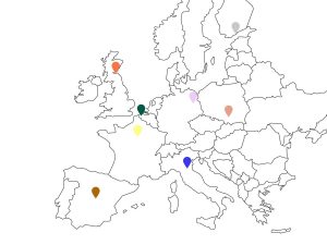 Map showing the locations of the UNA Europa participating universities