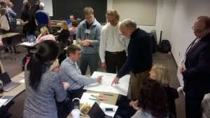 Group photo of Joe Krajcik teaching unit to Finnish and U.S. teachers
