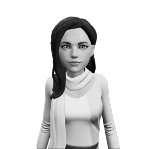 A black and white female avatar portrait