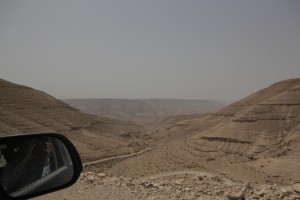 Wadi Mujib from the window of our car.