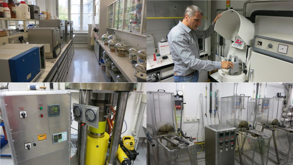 Prof. Max Schmidt and laboratory equipment of the Department of Earth Sciences, ETHZ