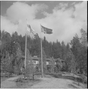 Finnish and German flags fly side by side on the birthday of Marshall Mannerheim (SA-kuva).