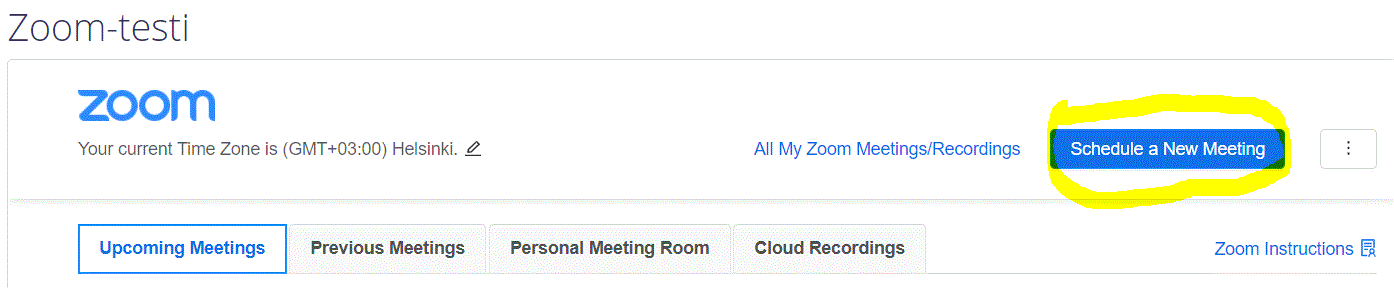 Schedule a New Meeting Button