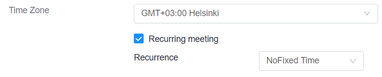 Select Recurrinf meeting & No Fixed Time