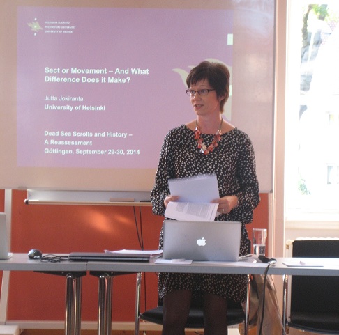 Dr. Jutta Jokiranta gave the first paper of the workshop, titled Sect or Movement — and What Difference Does it Make?
