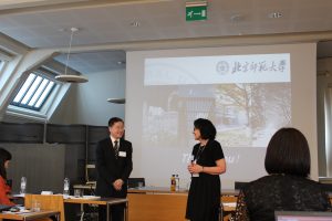 Vice President, Professor Zhou Zuoyu (周作宇) finishing the presentation of the Chinese perspective on the Sino-Finnish Joint Learning Innovation Institute