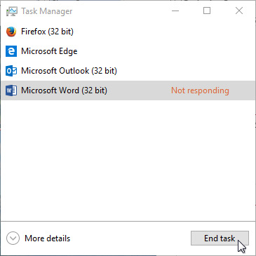 Microsoft Word (32 bit) Not respondding