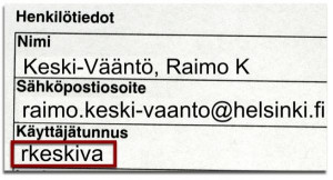 The picture shows Raimo Keski-Vääntö's name, email address and username