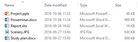 file modification dates in the list view