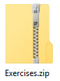 zipper on the top of the folder and zip file extension in the picture