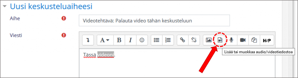 Pic: Add video in Moodle directly