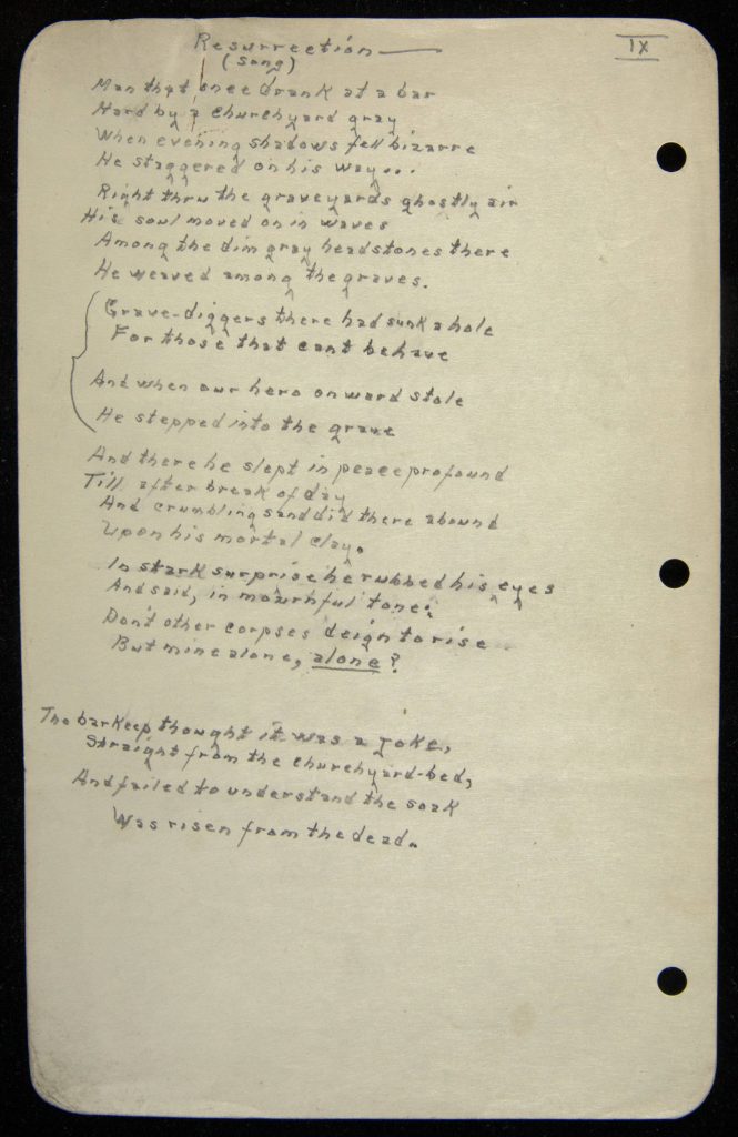Resurrection song lyrics written on a paper