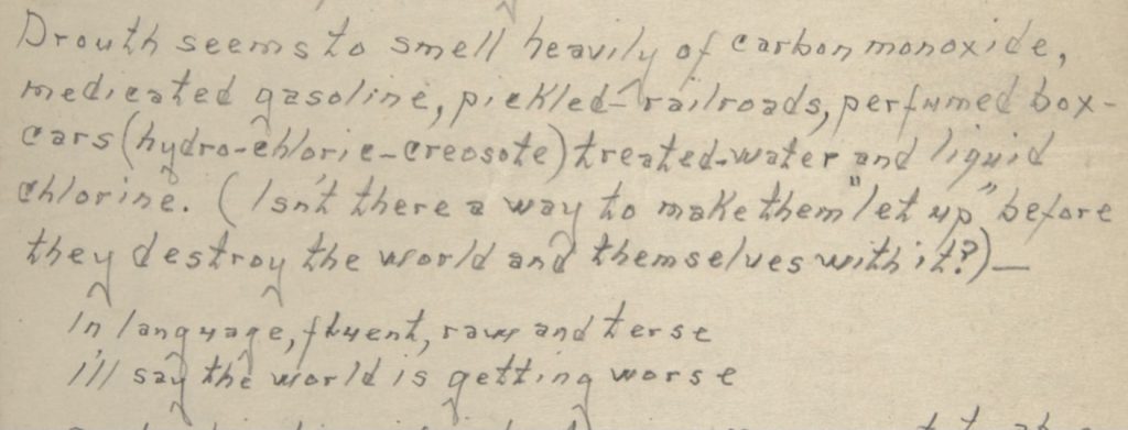 Image of a manuscript, text written with pencil. Text quoted in full on the blog text