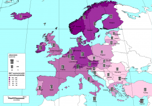 Kuva 2. Syntyvän jätteen määrä (kg/asukas) ja BTK asukasta kohden ostovoimaindeksillä Euroopan maissa vuonna 2011 (Euroopan komission Eurostat-palvelu 2014).